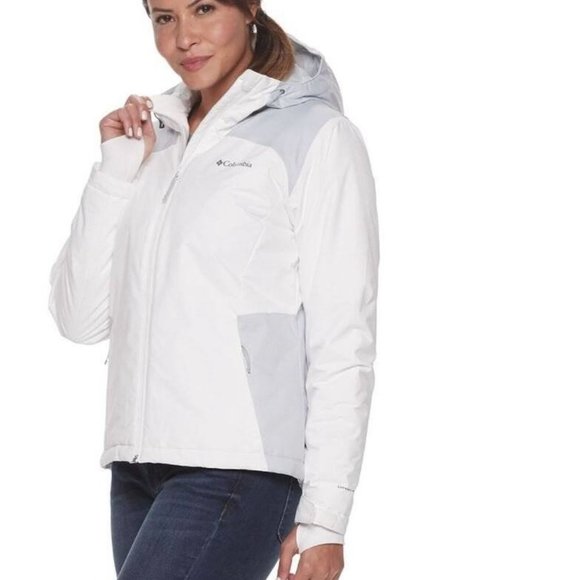 Womens Columbia Jacket White Waterproof 2XL Hooded Omni Heat Lined Insulated - Picture 1 of 7
